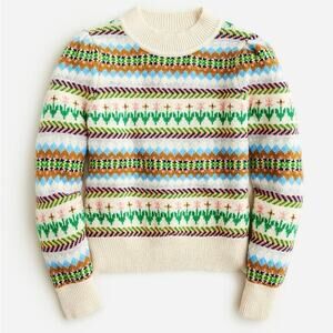 J.Crew Crewcuts Girls Floral Fair Isle Lambswool Blend Sweater Size Small